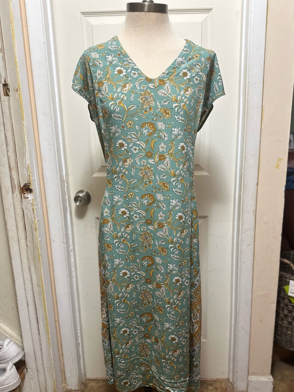 Pure Jill Floral Print Women’s Dress in Sage Green Size: large #560